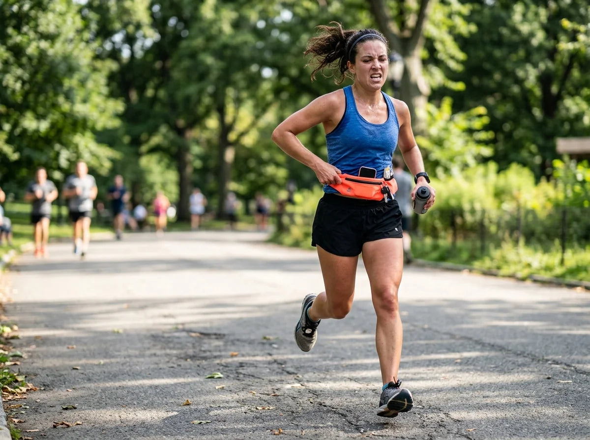 Runner wearing a running belt